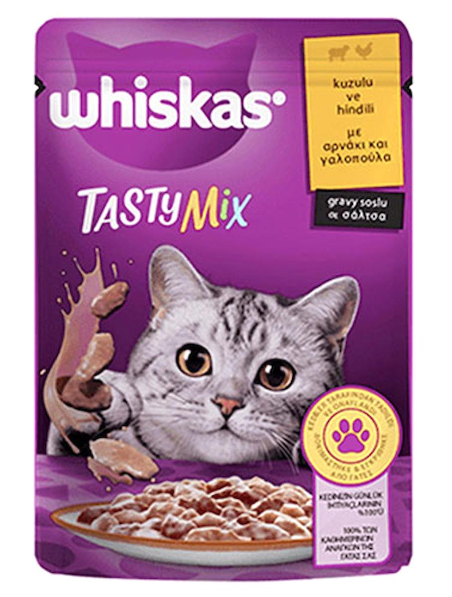 Whiskas Tastymix Hindi-Kuzu Parça Etli Yaş Kedi Maması 28x85 gr