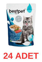 Best Pet Ton Balıklı-Hamsi Parça Etli Yaş Kedi Maması 24x85 gr