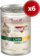 Bonacibo Ciğer Parça Etli Yaş Kedi Maması 6x400 gr