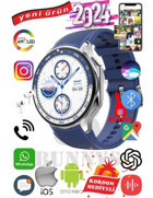 Bunnys Hello HT-23 Android GPS 46 mm Silikon Kordon Yuvarlak Erkek Akıllı Saat Mavi + Kordon Hediye