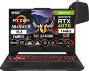 Asus Tuf Gaming A15 8945HS FA507UI-LP12020 Harici GeForce RTX 4070 AMD Ryzen 9 8945HS 16 GB Ram 4 TB SSD 15.6 inç Full HD Windows 11 Home Oyuncu Laptop + Zetta Çanta