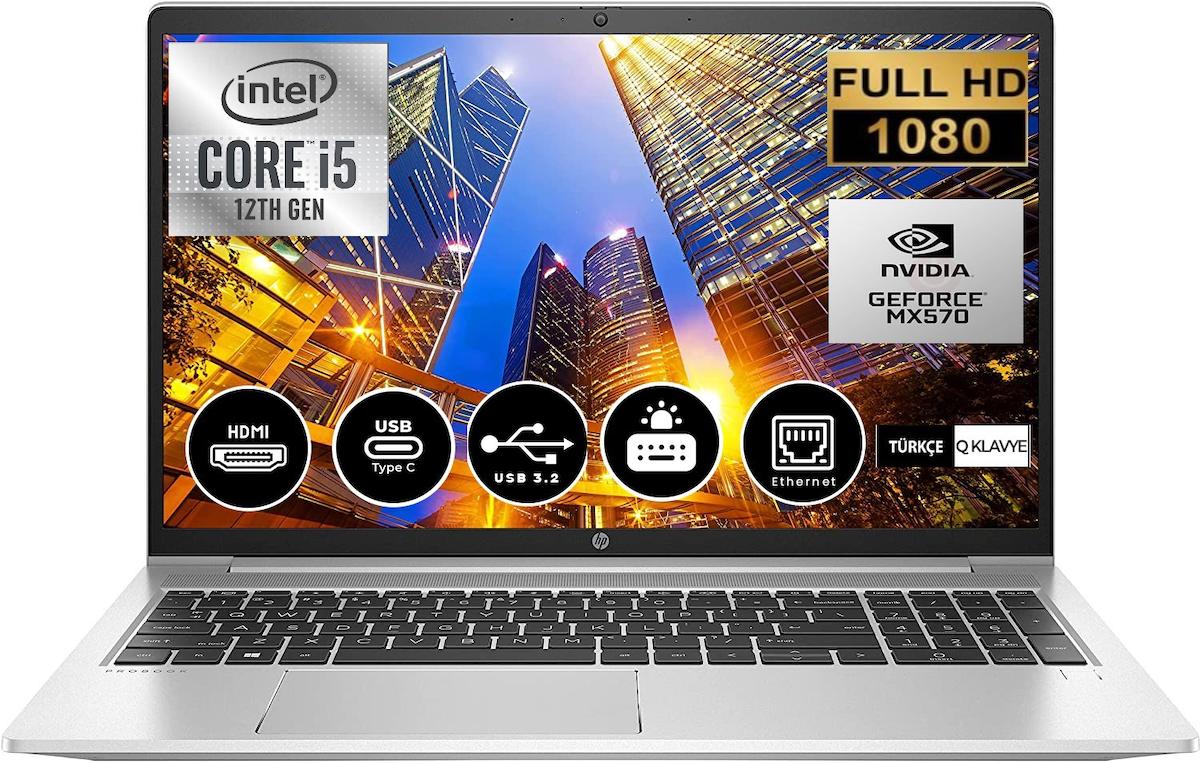 HP Probook 450 G9 6S6X0EA02 Harici GeForce MX 570A Intel Core i5 1235U 8 GB Ram 1 TB SSD 15.6 inç Full HD FreeDos Oyuncu Laptop