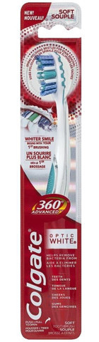 Colgate 360 Optik Beyaz Yumuşak Ortodontik Manuel Yetişkin Diş Fırçası Beyaz