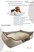 Pawiyans Couch Box Yıkanabilir Küçük Irk İç Mekan Köpek Yatağı Bej-Kırmızı