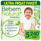 Bebem Natural Doğa Özleri 5 Numara Organik Göbek Oyuntulu Cırtlı Bebek Bezi 3x80 Adet