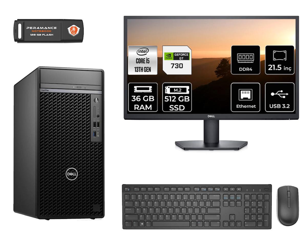 Dell Optiplex 7010 MNO7010D332 Harici GeForce GT 730 Intel Core i5 13500 36 GB Ram 512 GB SSD Tower FreeDos 21.5 inç Monitörlü Masaüstü Oyuncu Bilgisayarı