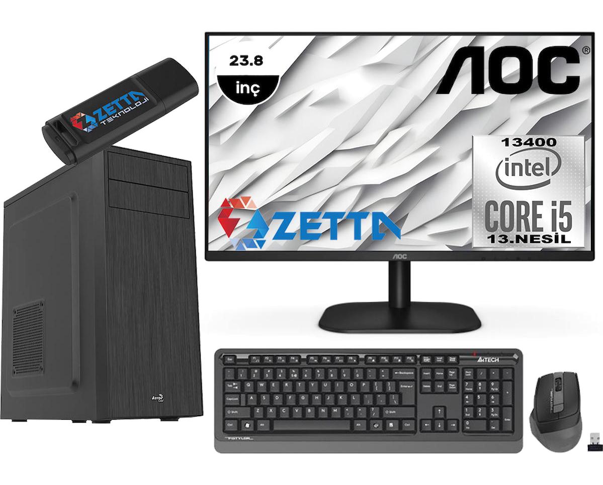 Zetta Expert MZET103058110 Harici GeForce GT 1030 Intel Core i5 13400 32 GB Ram DDR4 512 GB SSD Tower FreeDos 23.8 inç Monitörlü Masaüstü Oyuncu Bilgisayarı + Zetta Flash Bellek