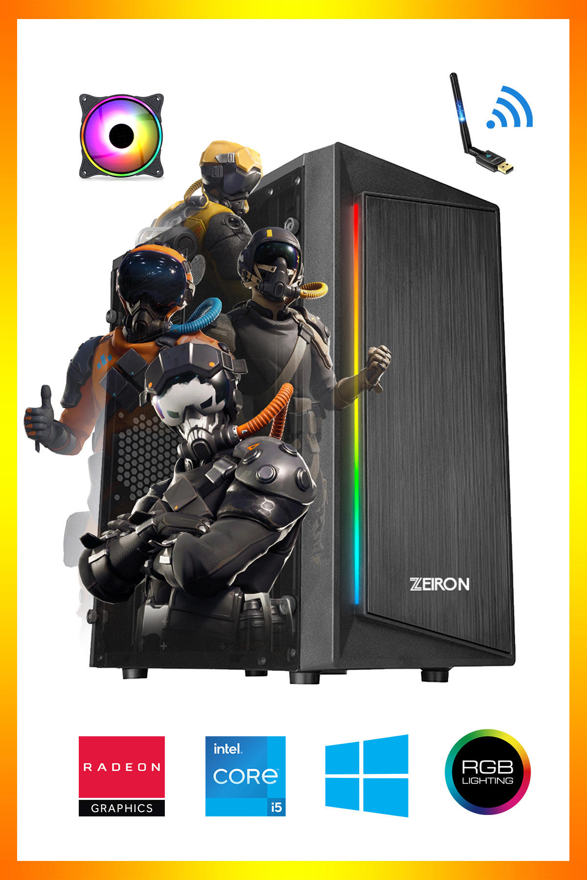 Zeiron RDX24 Harici Radeon RX 550 Intel Core i5 4570 16 GB Ram GDDR5 512 GB SSD Tower FreeDos Masaüstü Oyuncu Bilgisayarı