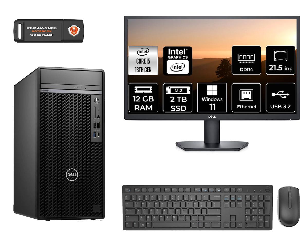 Dell Optiplex 7010 MNO7010D109 Dahili Intel UHD Graphics 770 Intel Core i5 13500 12 GB Ram 2 TB SSD Tower Windows 11 Pro 21.5 inç Monitörlü Masaüstü Bilgisayar