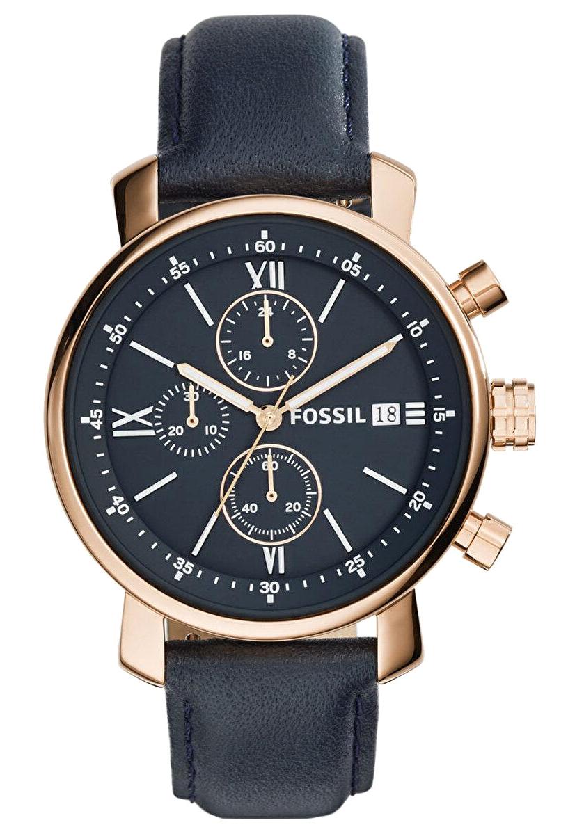 Fossil FBQ1704 Takvimli 45 mm Lacivert Deri Kordon Analog Erkek Kol Saati