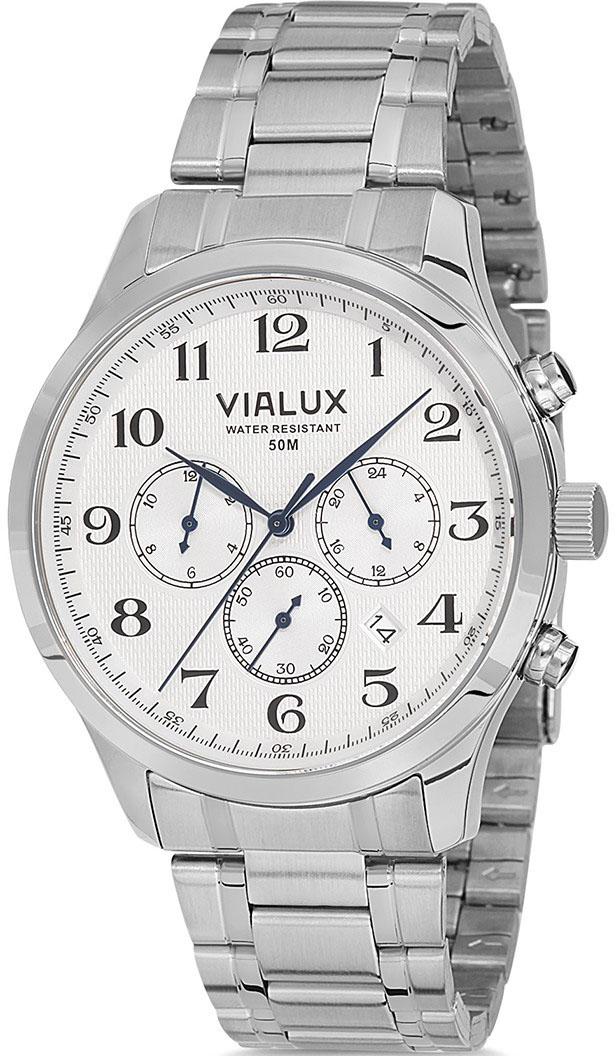 Vialux VX560S-02SS Takvimli 44 mm Çelik Kordon Analog Kol Saati