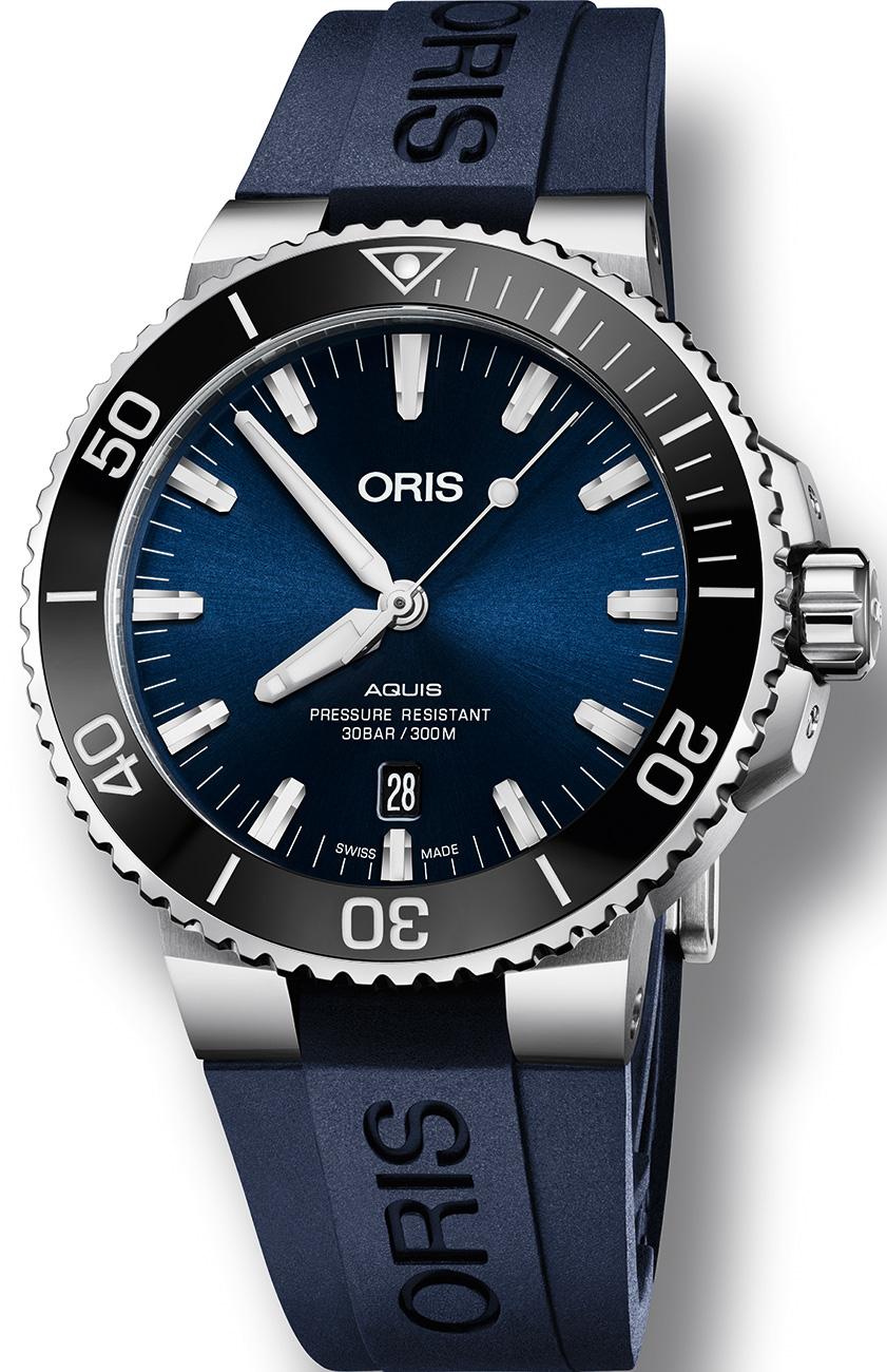 Oris 733-7730-4135-07-4-24-65EB Takvimli 43.50 mm Lacivert Silikon Kordon Analog Kol Saati