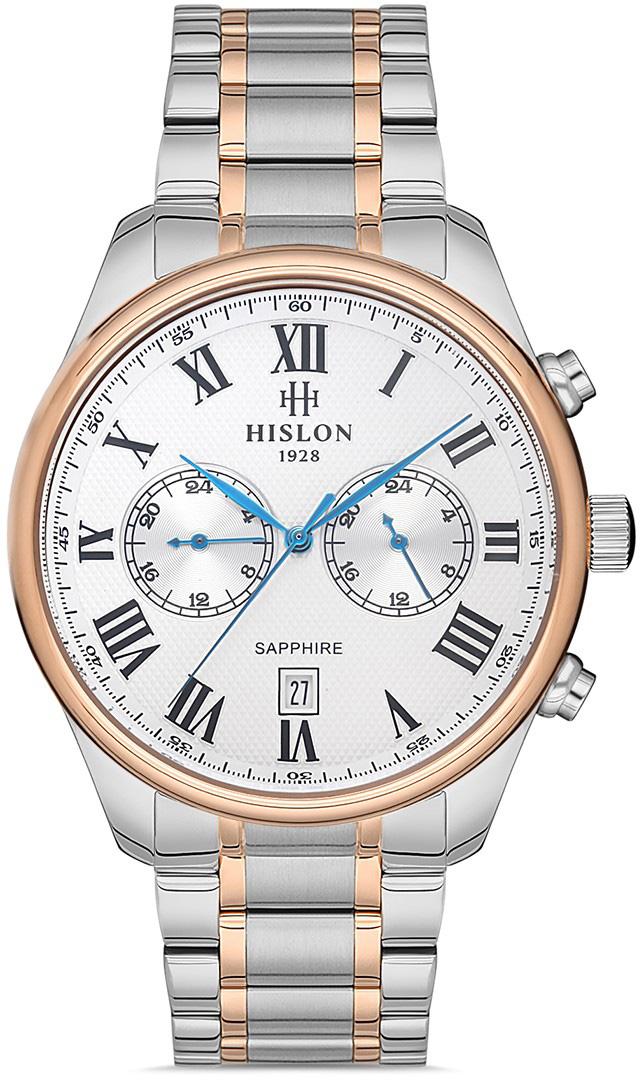 Hislon DT113T-02SR Pusulalı Takvimli 44 mm Çelik Kordon Analog Erkek Kol Saati