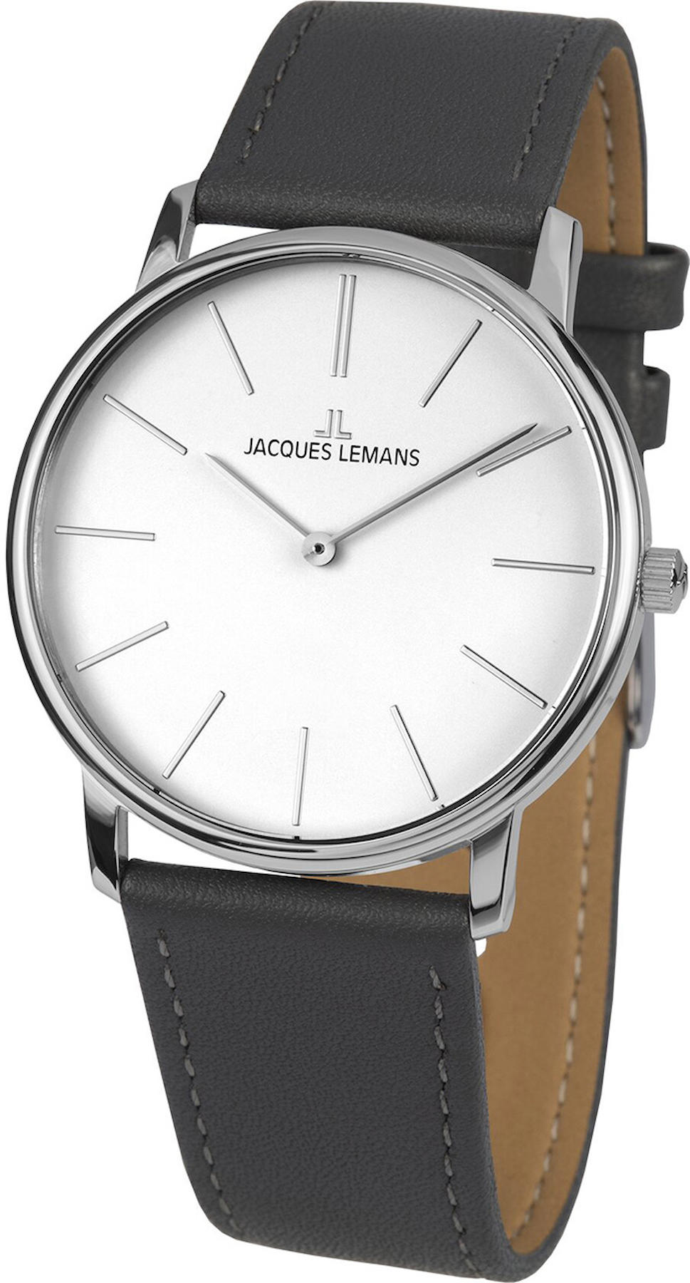 Jacques Lemans 1-2004B 40 mm Gri Deri Kordon Analog Kol Saati