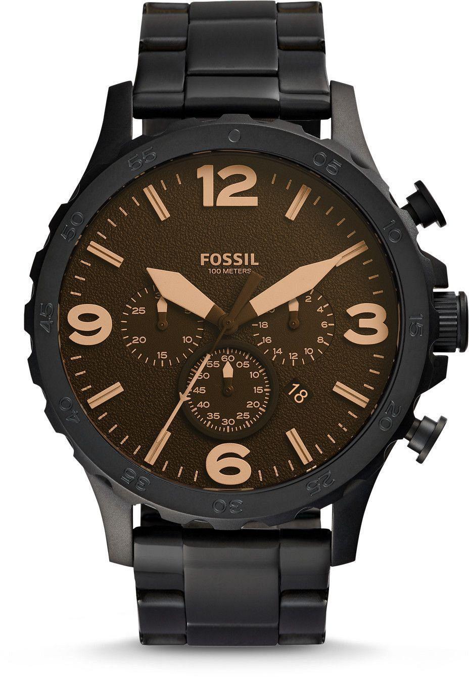 Fossil JR1356 Takvimli 50 mm Siyah Çelik Kordon Analog Erkek Kol Saati