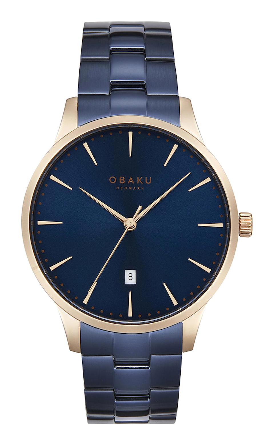 Obaku Denmark V247XDVLSL Takvimli 42 mm Lacivert Çelik Kordon Analog Erkek Kol Saati