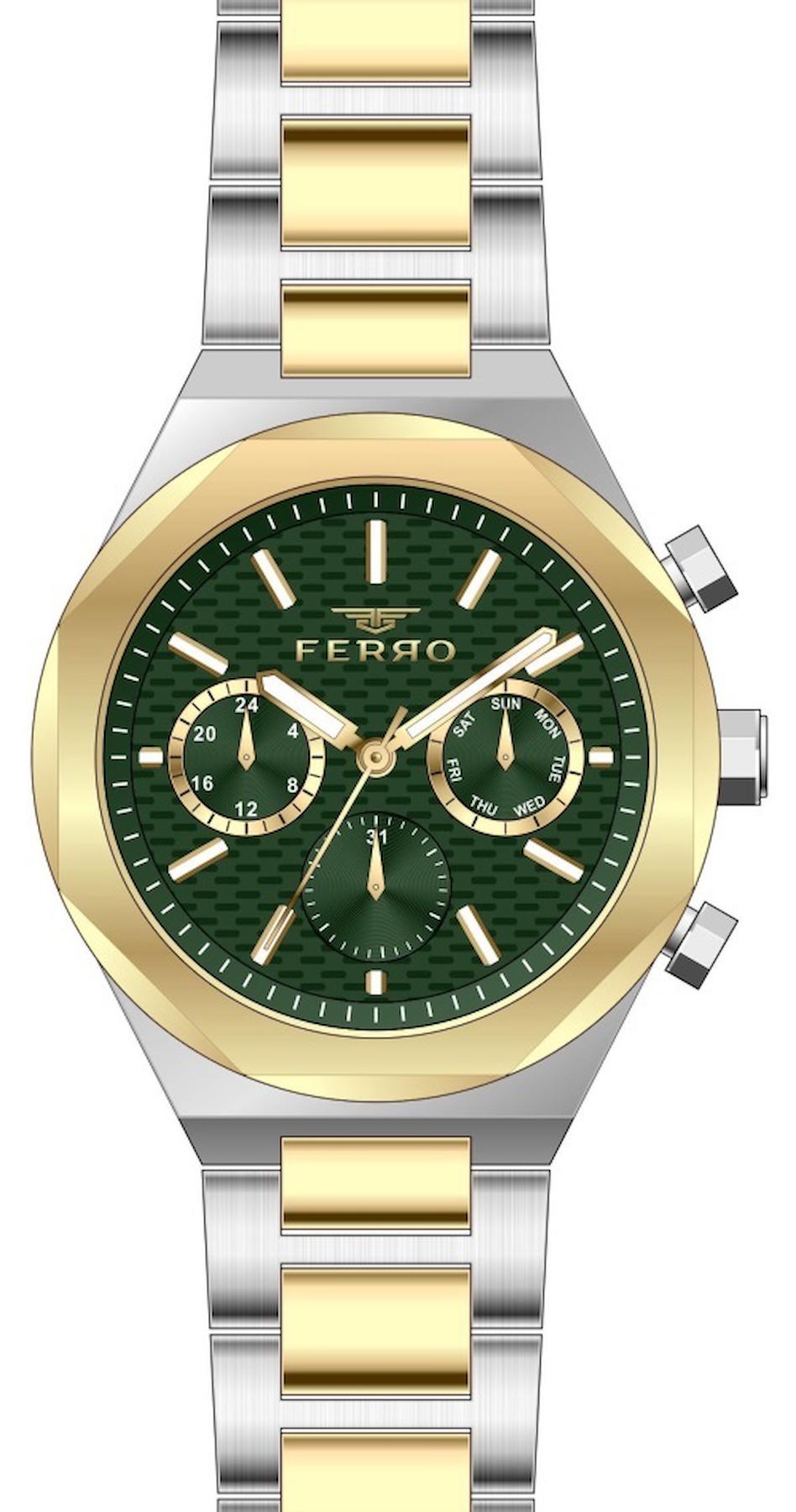 Ferro FM31458A-D6 Takvimli 44 mm Altın-Çelik Kordon Analog Erkek Kol Saati