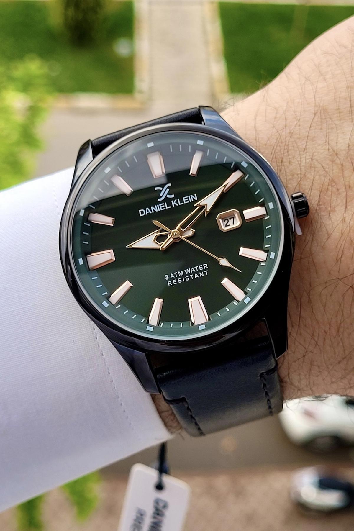 Daniel Klein DKISTE89 Takvimli 42 mm Siyah Deri Kordon Analog Erkek Kol Saati