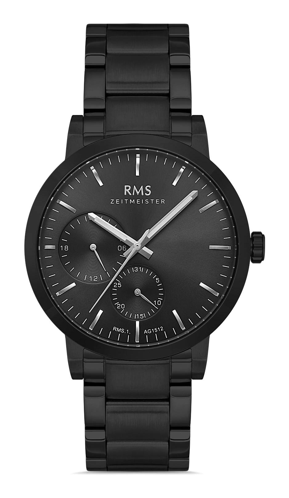 Romanson RMS.1.AG1512.05 Takvimli 42 mm Siyah Çelik Kordon Analog Erkek Kol Saati