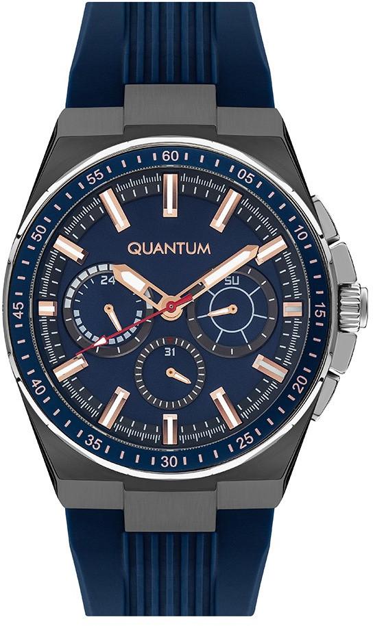 Quantum HNG963.099 Takvimli 43 mm Lacivert Silikon Kordon Analog Erkek Kol Saati