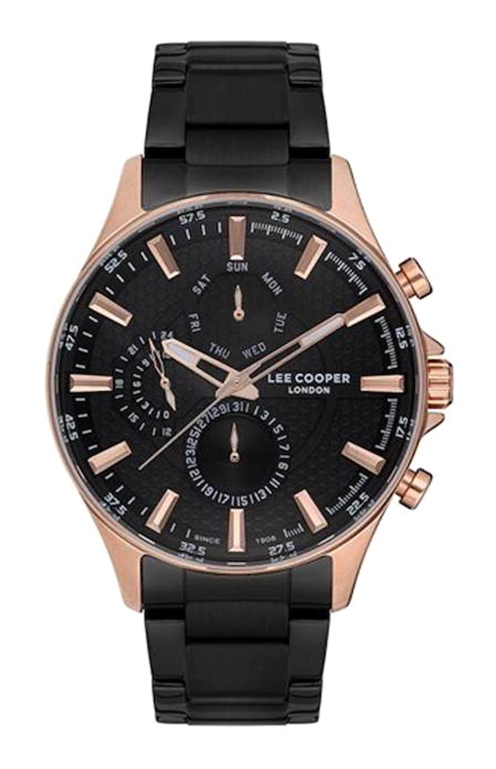 Lee Cooper LC07169.450 Takvimli 46-50 mm Siyah Çelik Kordon Analog Erkek Kol Saati