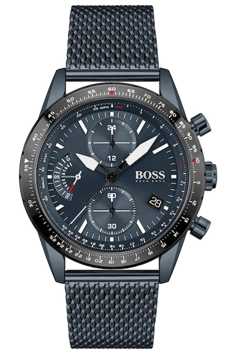 Hugo Boss HB1513887 Pusulalı Takvimli 44 mm Lacivert Çelik Kordon Analog Erkek Kol Saati