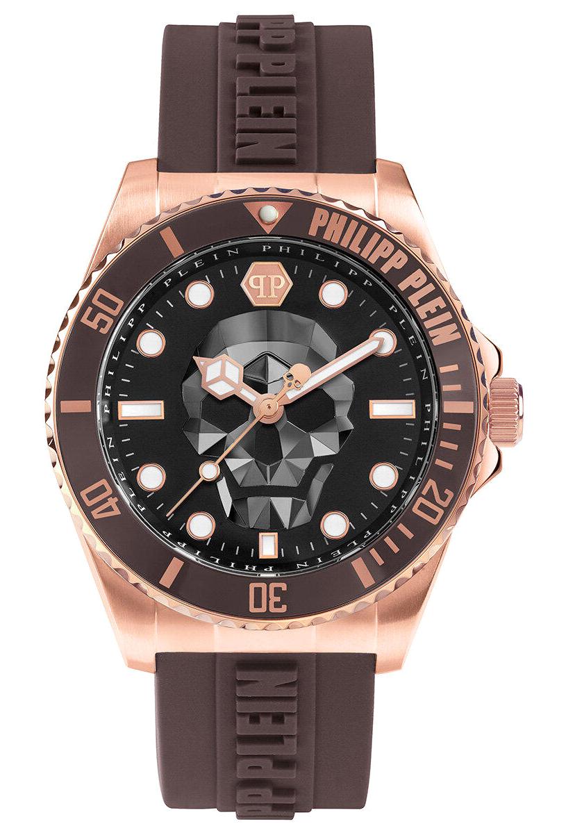 Philipp Plein PWOAA0322 44 mm Kahverengi Silikon Kordon Analog Erkek Kol Saati