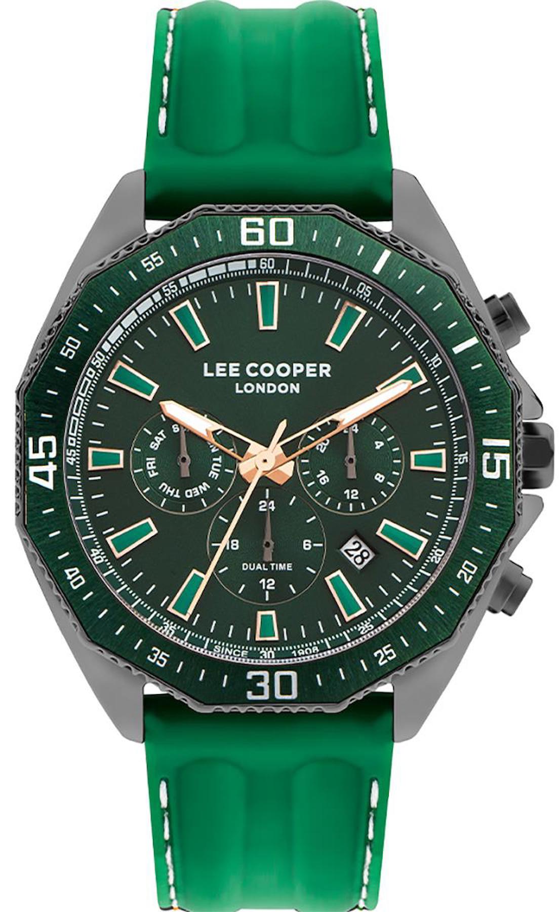 Lee Cooper LC07848.077 Takvimli 45 mm Yeşil Silikon Kordon Analog Erkek Kol Saati