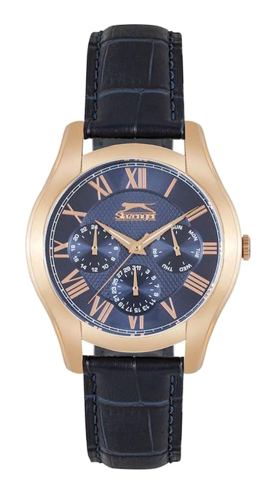 Slazenger SL.09.1668.2.02 Takvimli 41 mm Lacivert Deri Kordon Analog Erkek Kol Saati