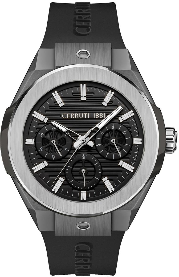 Cerruti 1881 CIWGQ2116905 Takvimli 44 mm Si̇yah Silikon Kordon Analog Erkek Kol Saati