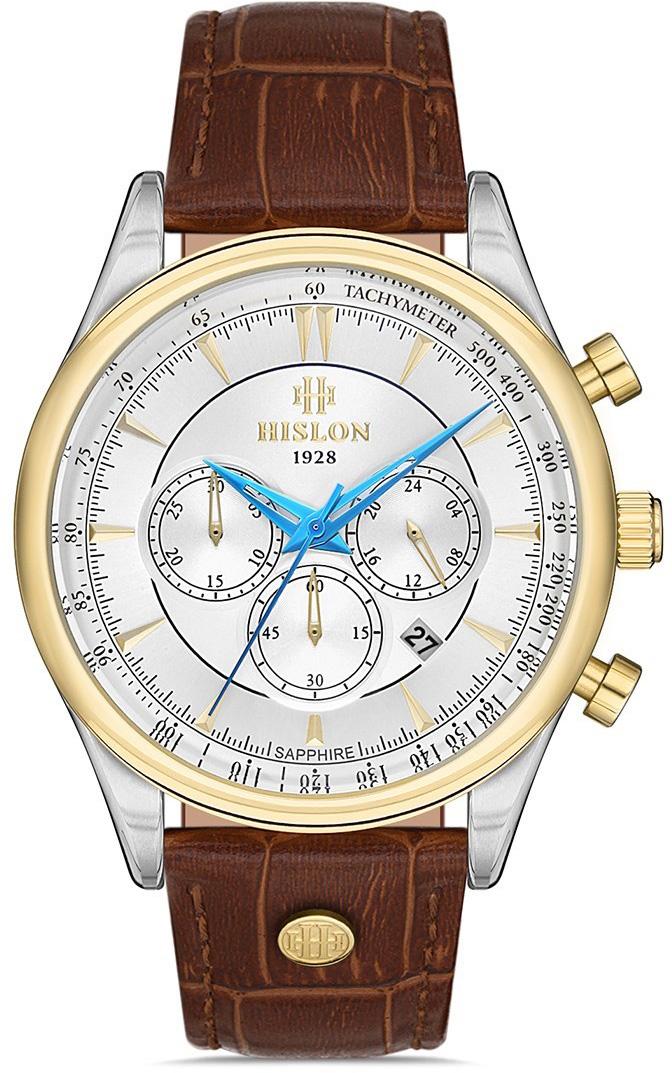 Hislon MS101T-02KG Pusulalı Takvimli 44 mm Kahverengi Deri Kordon Analog Erkek Kol Saati