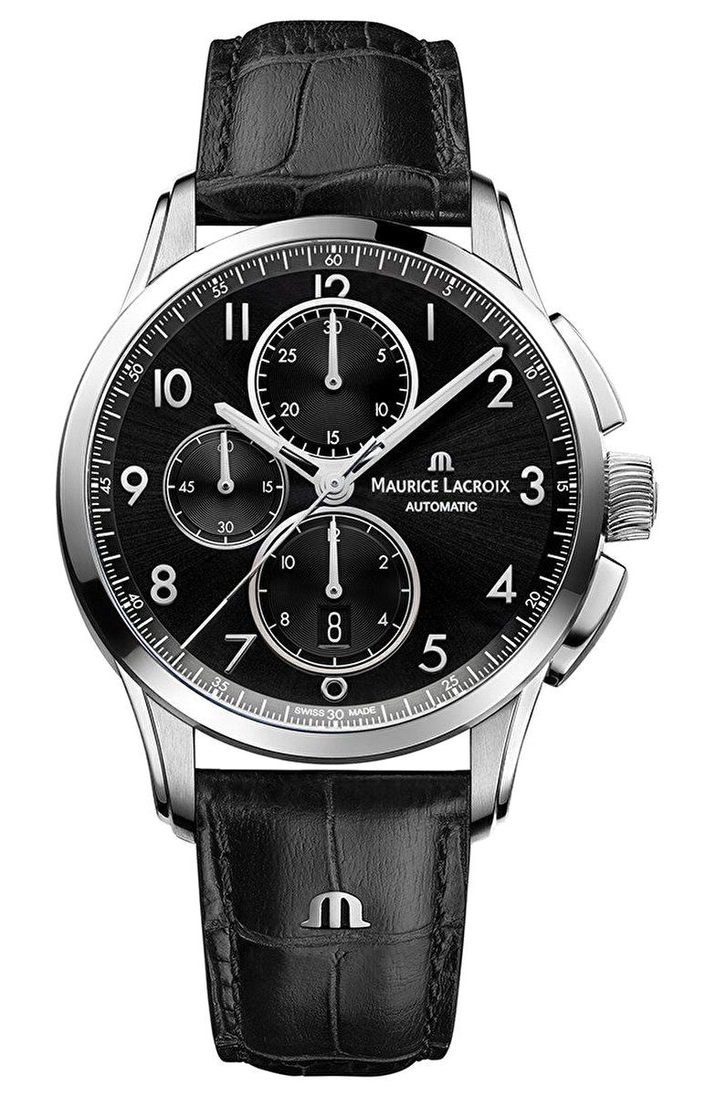 Maurice Lacroix ML-PT6388SS001320-2 Takvimli 43 mm Siyah Deri Kordon Analog Erkek Kol Saati