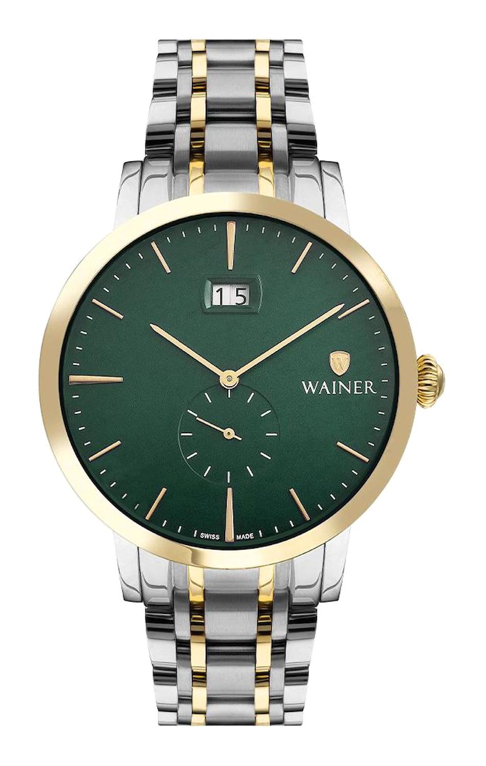 Wainer WA.01881-F Pusulalı Takvimli 45 mm Altın-Çelik Kordon Analog Erkek Kol Saati