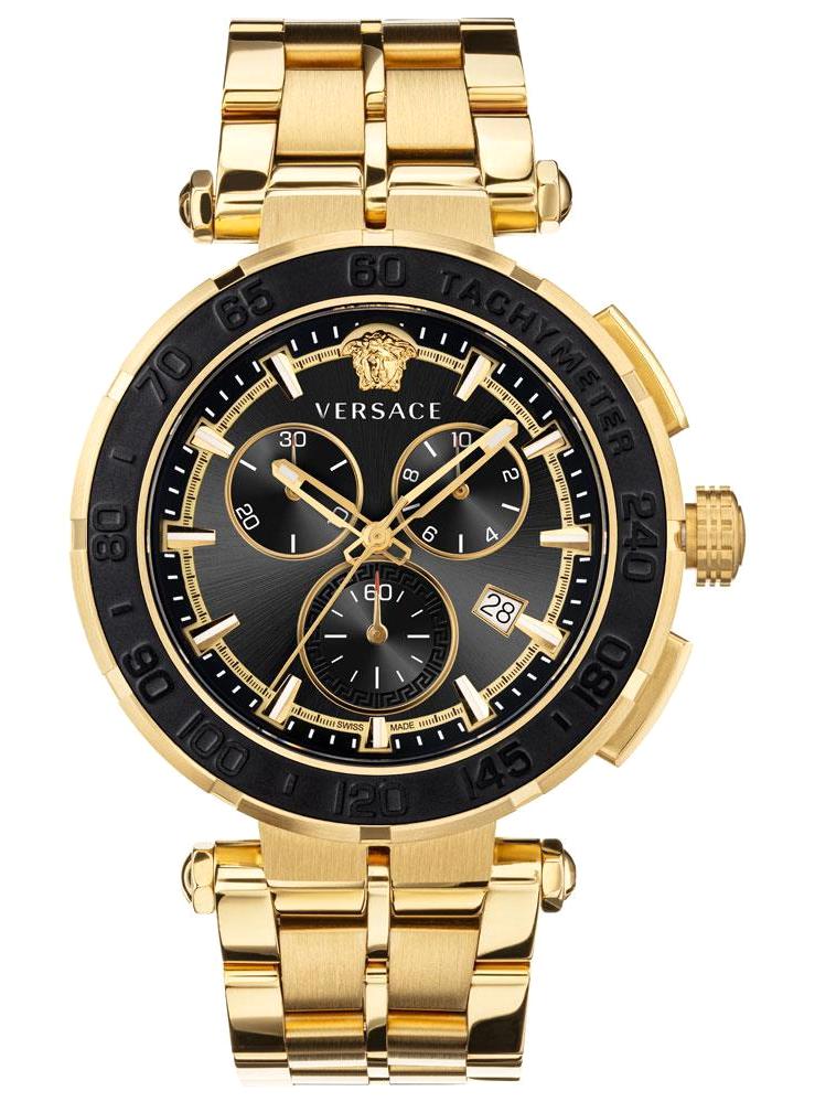 Versace VRSCVEPM00720 Takvimli 45 mm Altın Çelik Kordon Analog Erkek Kol Saati