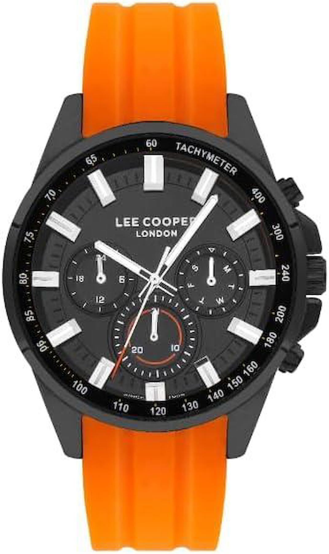 Lee Cooper LC07635.657 Takvimli Turuncu Silikon Kordon Analog Erkek Kol Saati