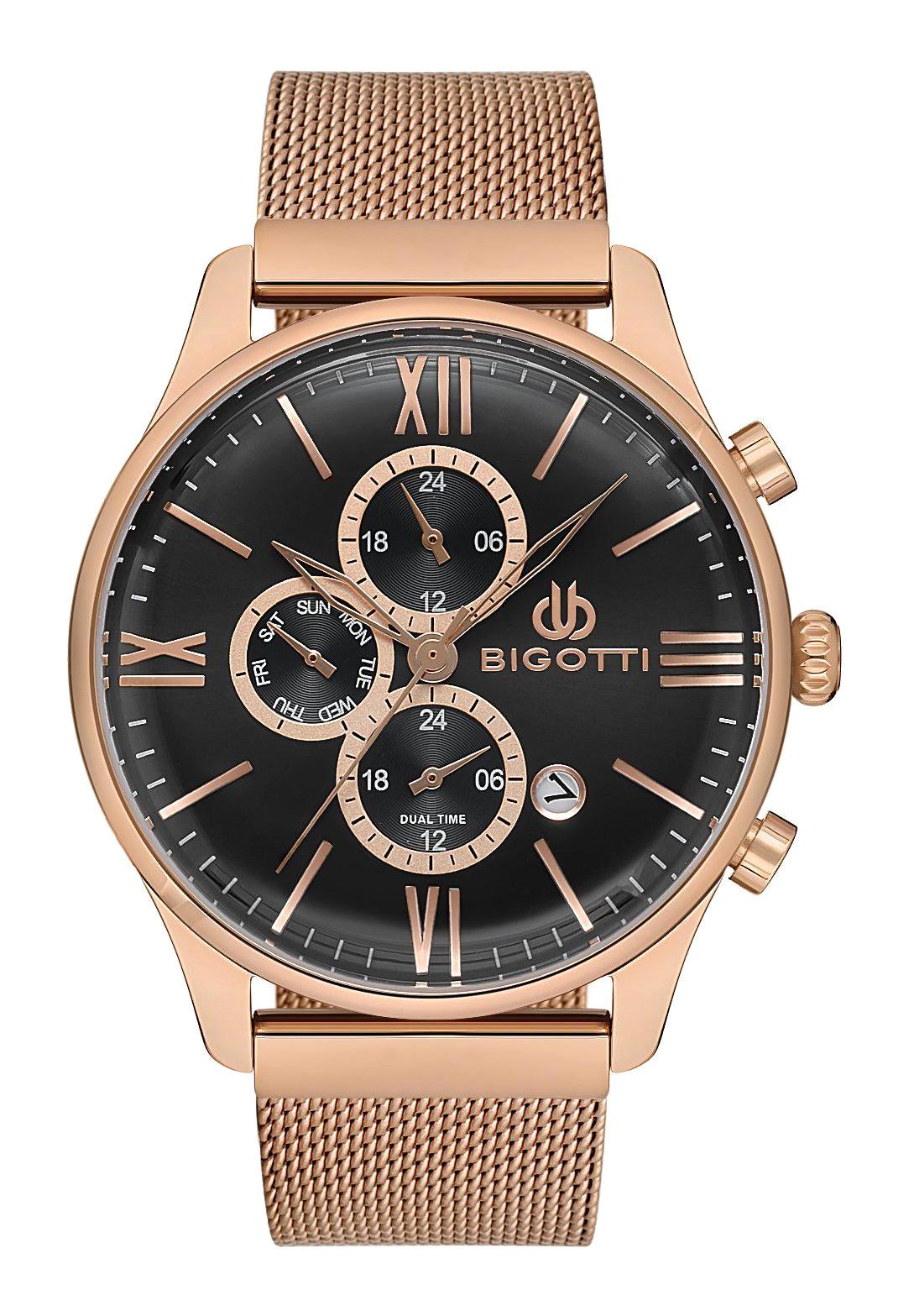 Bigotti BG.1.10277.5 Takvimli 44 mm Rose Gold Çelik-Hasır Kordon Analog Erkek Kol Saati