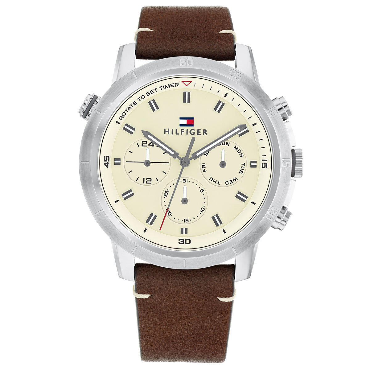 Tommy Hilfiger TH1792102 Takvimli 46 mm Kahverengi Deri Kordon Analog Erkek Kol Saati