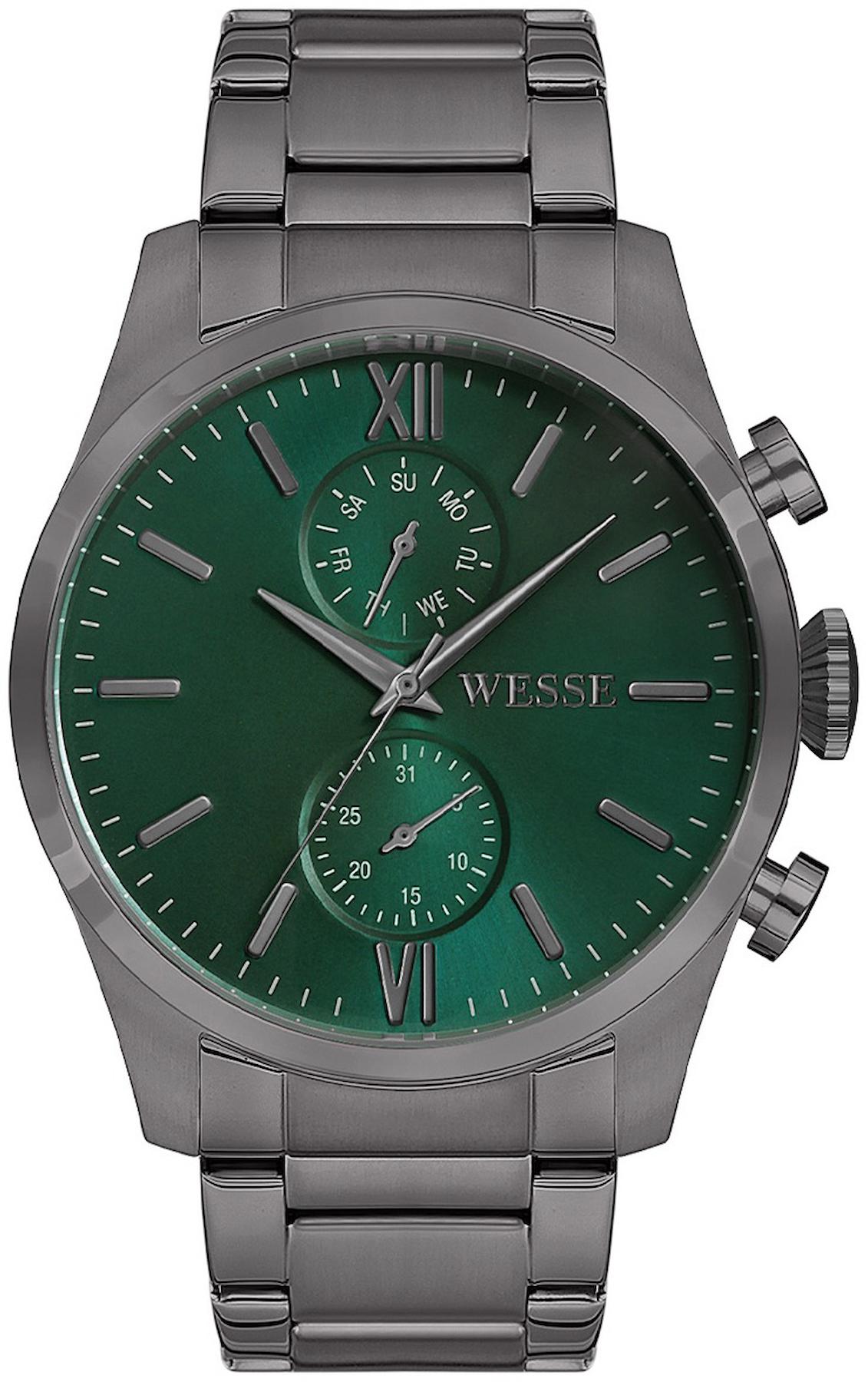 Wesse WWG205306 Pusulalı Takvimli 46 mm Füme Çelik Kordon Analog Erkek Kol Saati