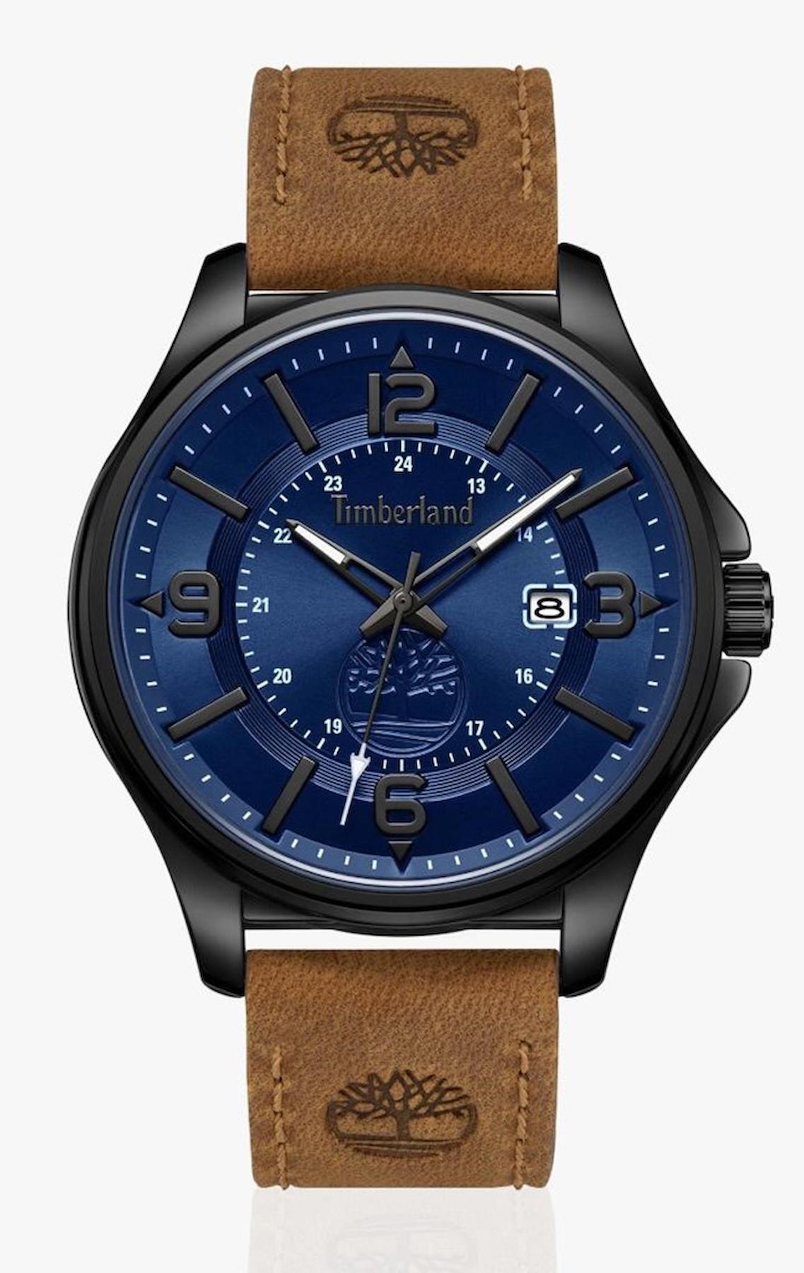 Timberland TDWGB2183004 Takvimli 44 mm Gri-Sarı Deri Kordon Analog Erkek Kol Saati