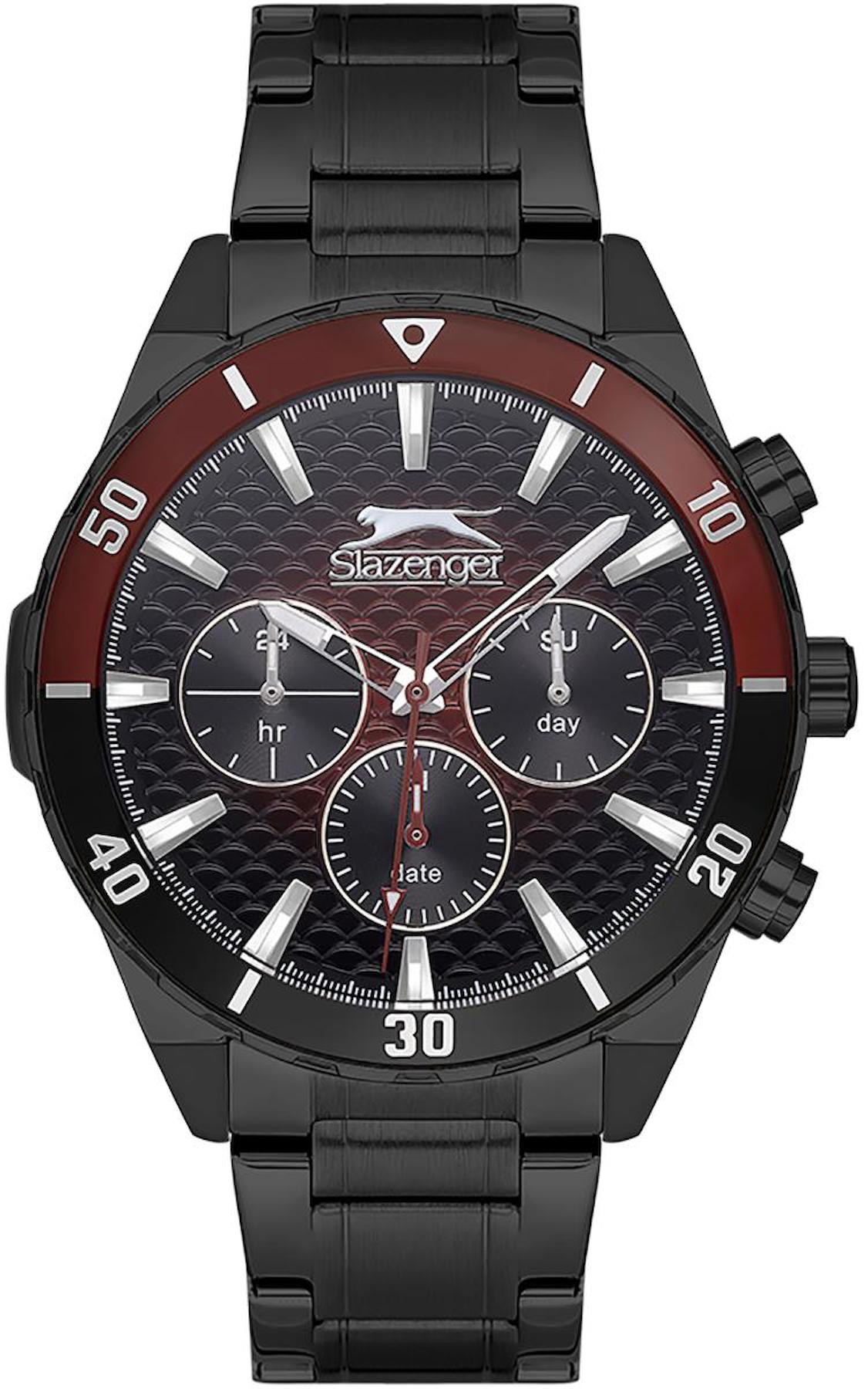 Slazenger SL.09.2326.2.04 Takvimli 46 mm Siyah Çelik Kordon Analog Erkek Kol Saati