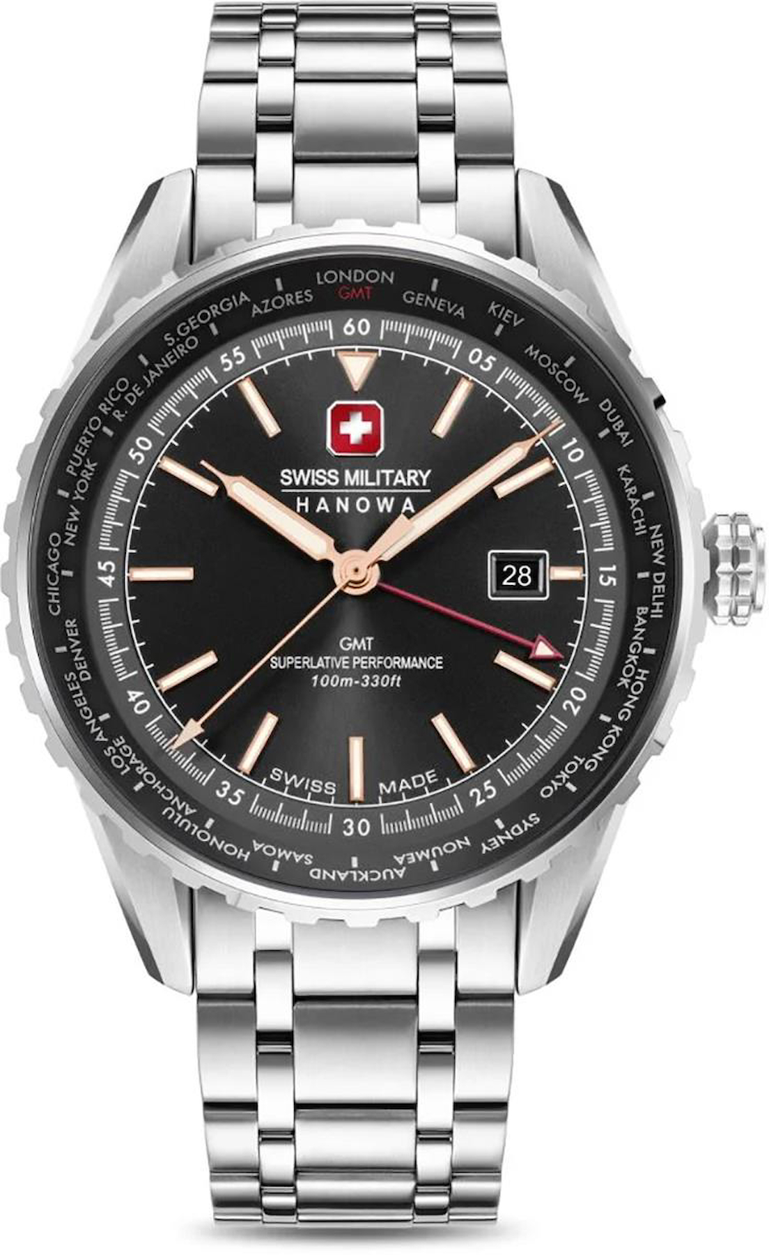 Swiss Military SMWGH0003203 Takvimli 44 mm Çelik Kordon Analog Erkek Kol Saati