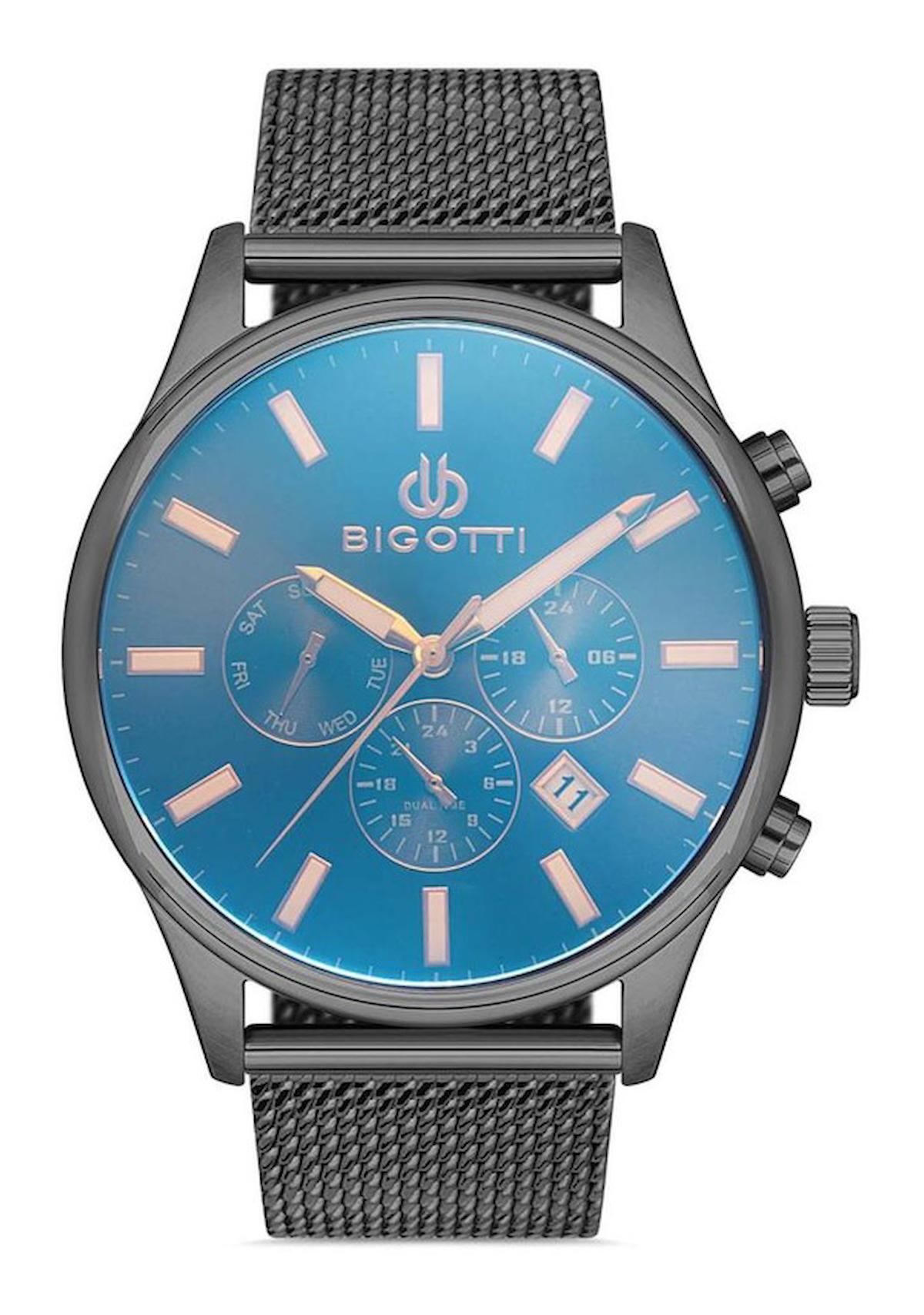 Bigotti BG.1.10286.4 Takvimli 44 mm Füme Çelik-Hasır Kordon Analog Erkek Kol Saati