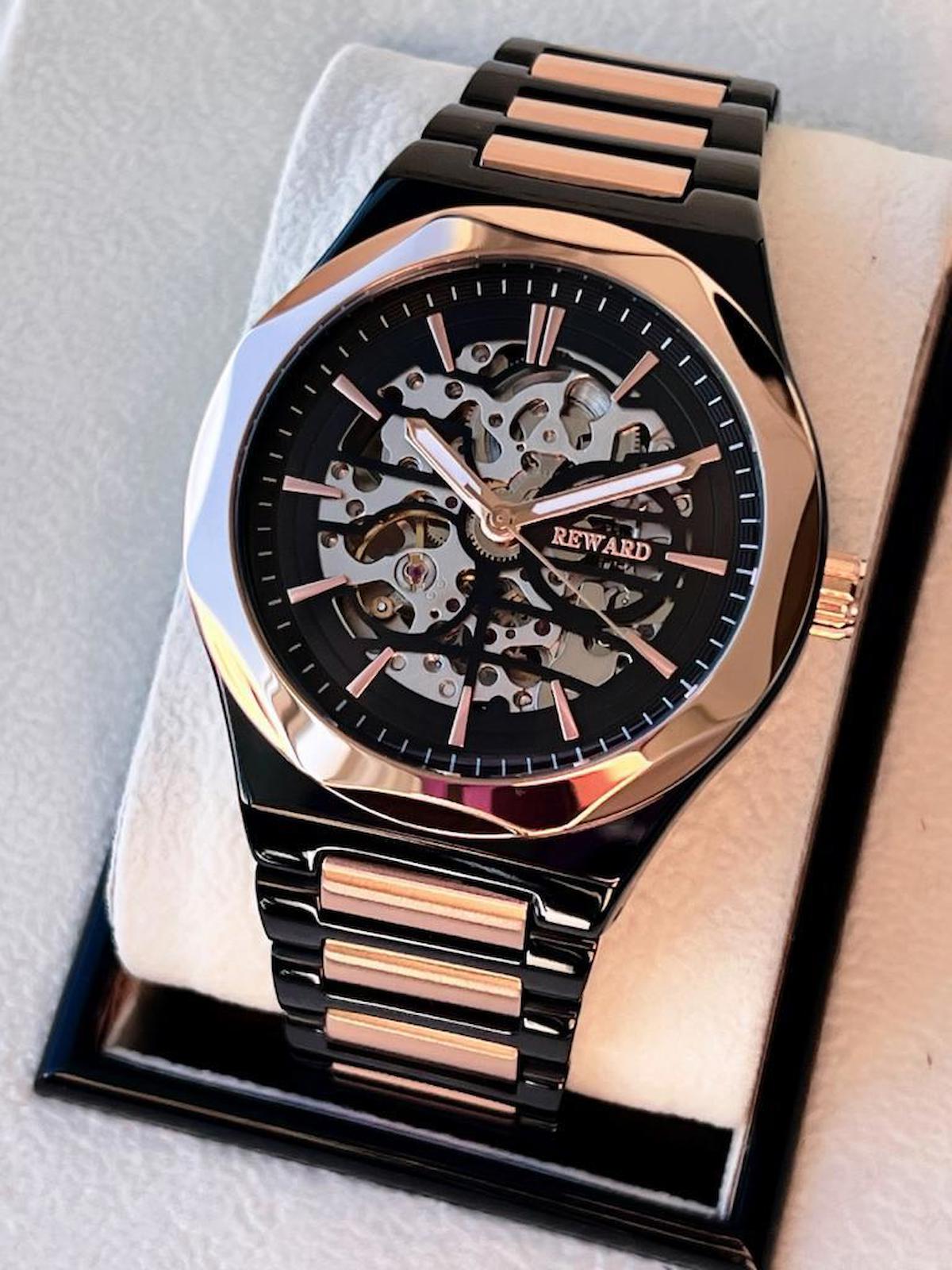 Reward RWD.01 44 mm Rose Gold-Siyah Çelik Kordon Analog Erkek Kol Saati