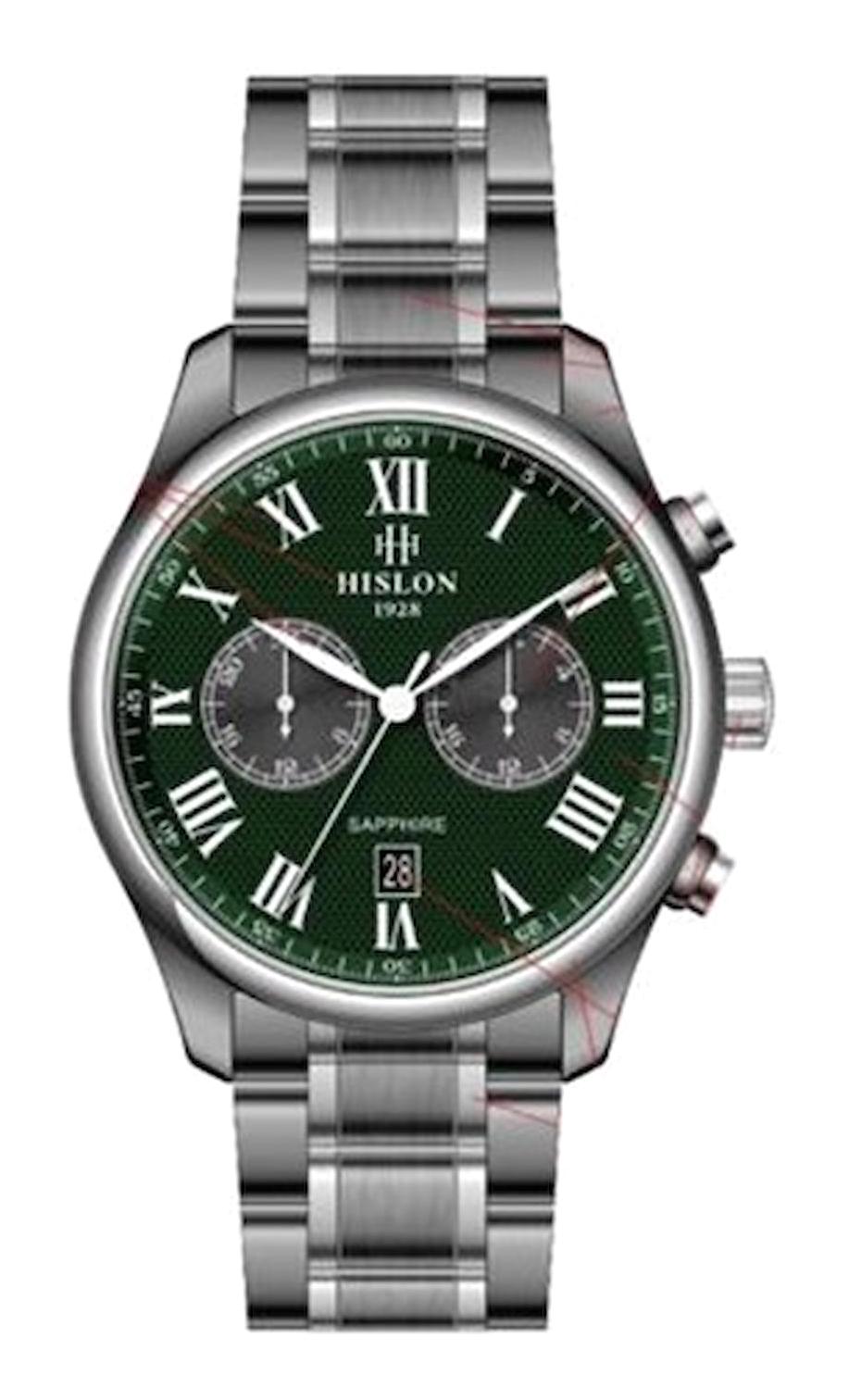 Hislon DT113T-15SN Pusulalı Takvimli 44 mm Çelik Kordon Analog Erkek Kol Saati