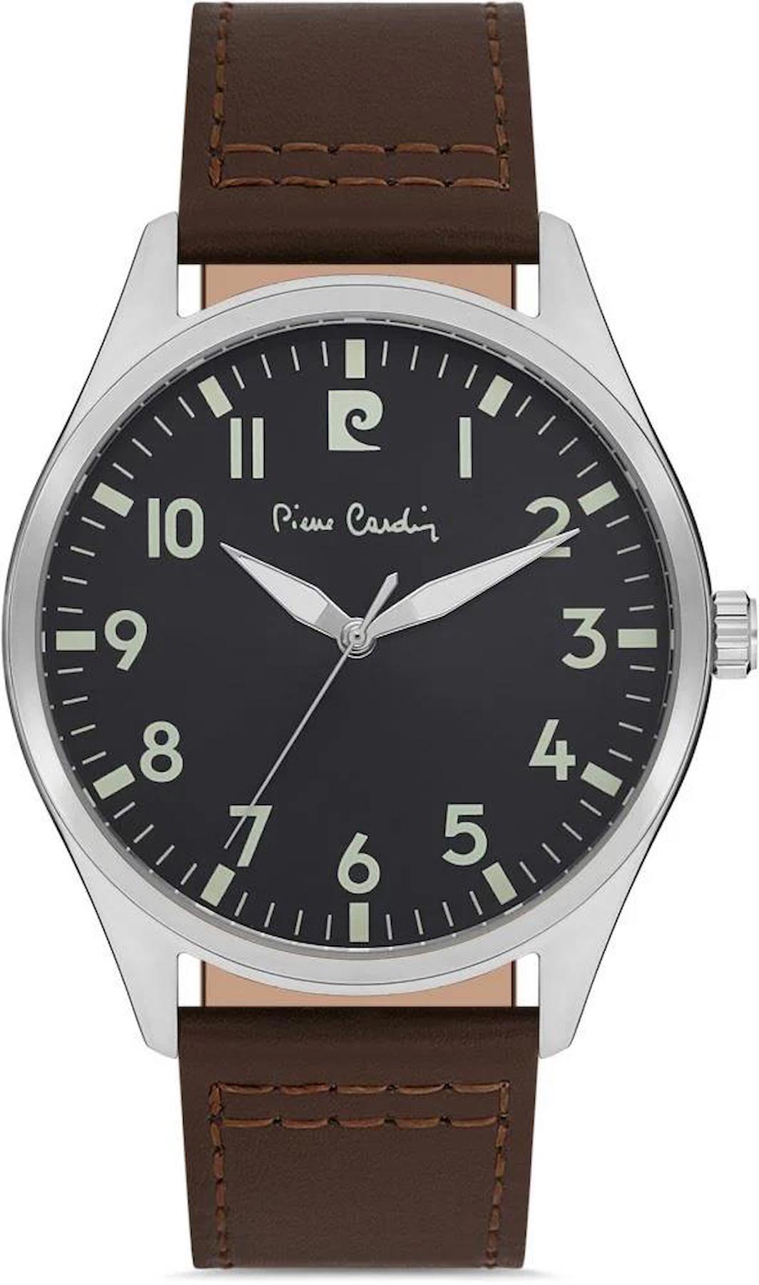 Pierre Cardin PC800601F11 43 mm Kahverengi Deri Kordon Analog Erkek Kol Saati