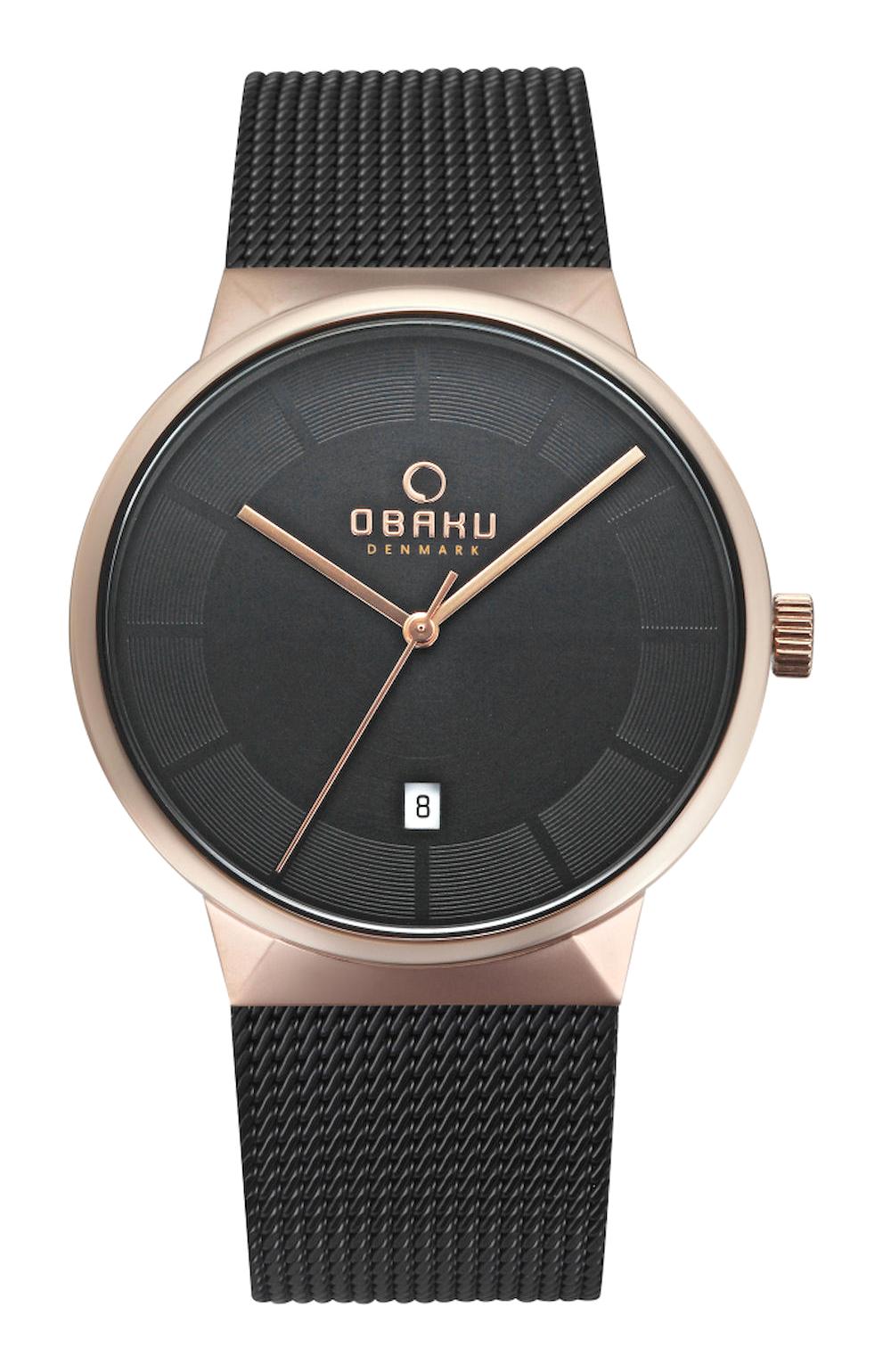 Obaku Denmark V200GDVBMB Takvimli 40 mm Siyah Çelik Kordon Analog Erkek Kol Saati