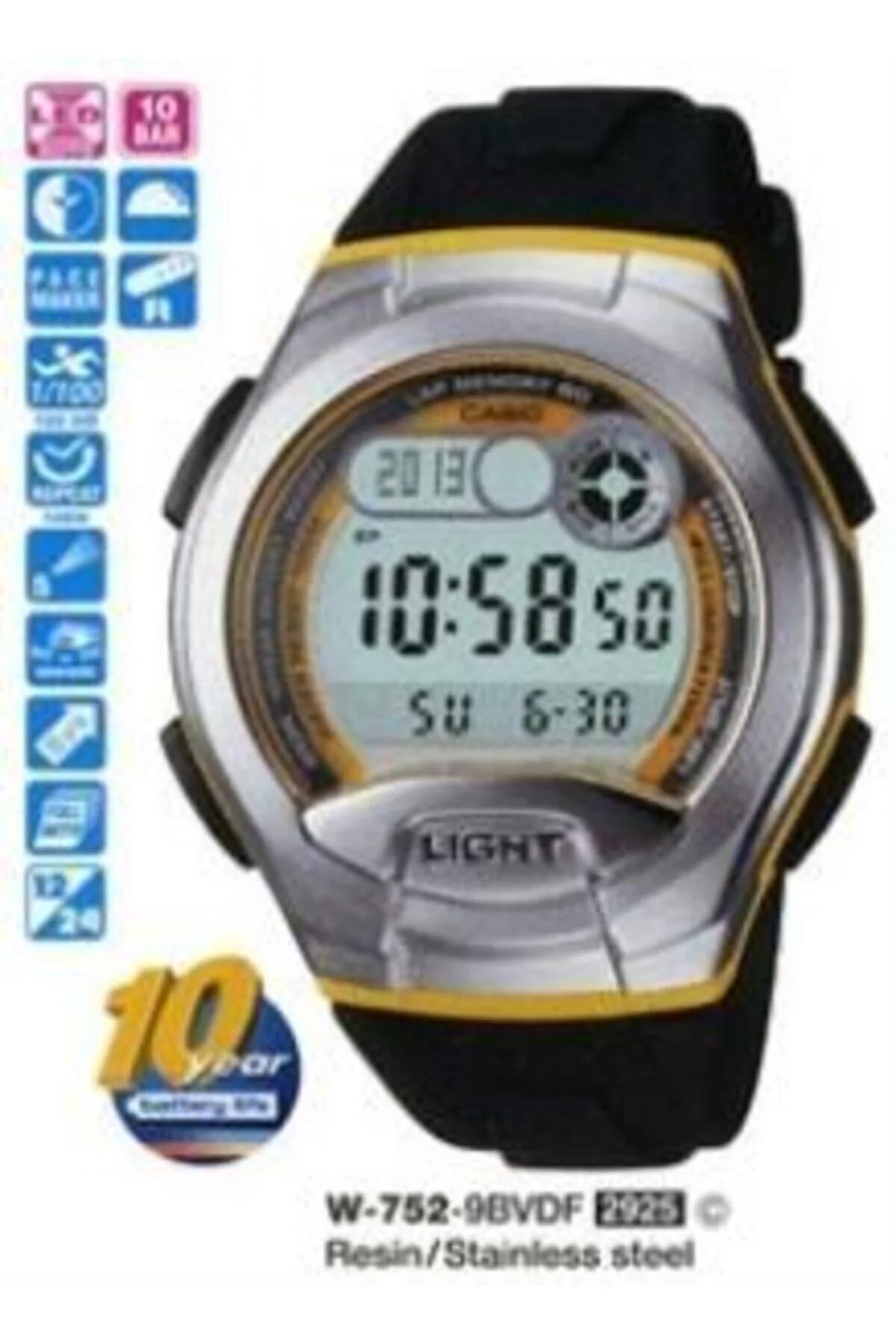 Casio W-752-9BVES Takvimli Siyah Silikon Kordon Dijital Kol Saati