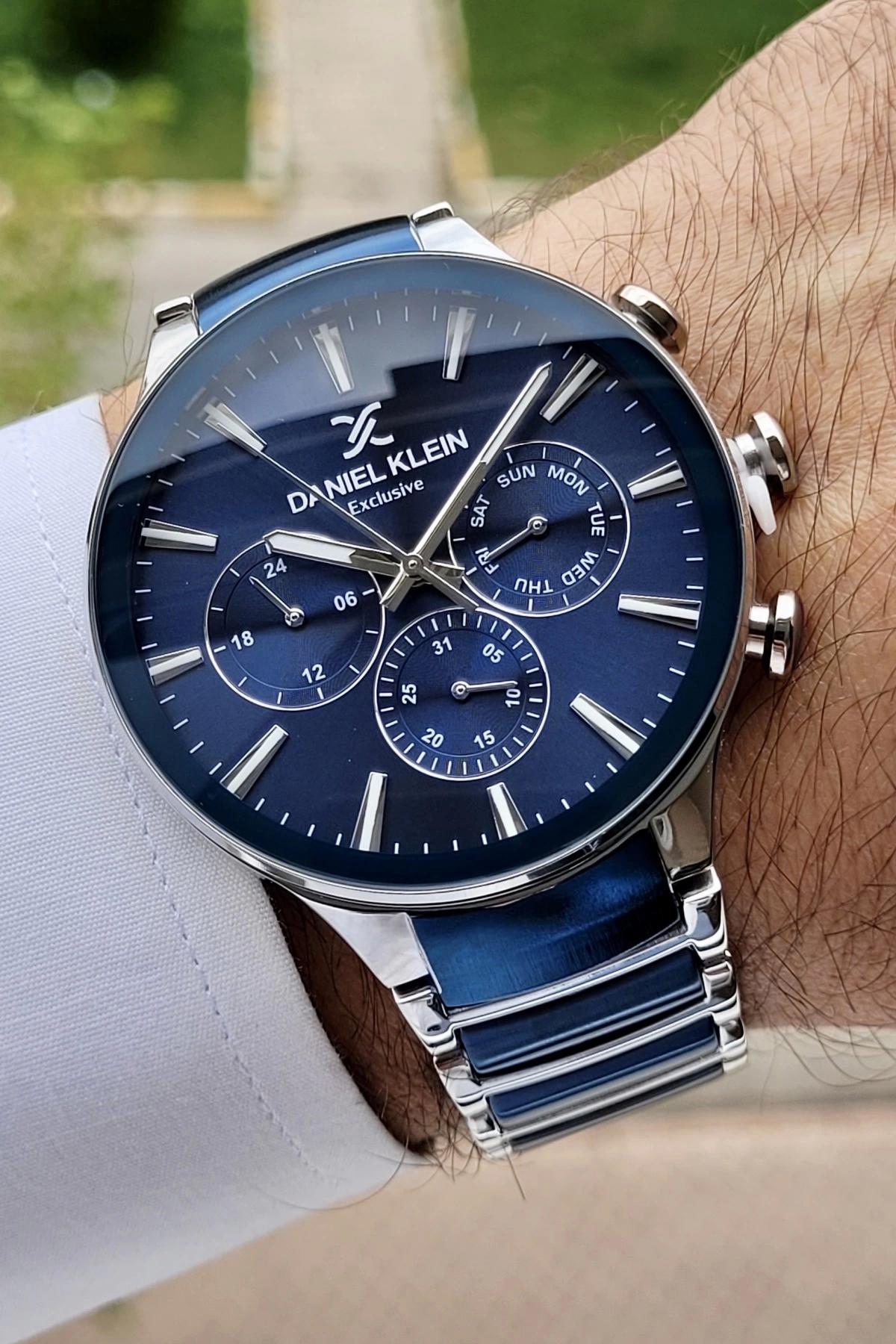 Daniel Klein DKISTE784 Takvimli 43 mm Gri-Lacivert Çelik Kordon Analog Erkek Kol Saati