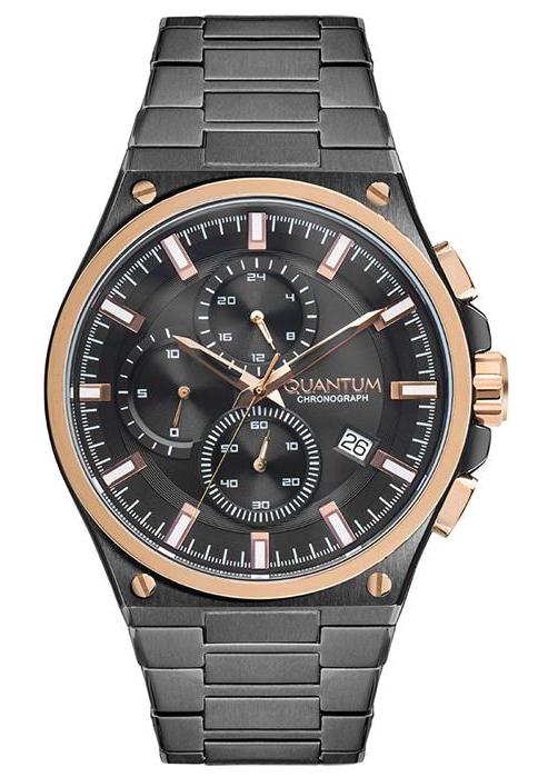 Quantum HNG890.060 Takvimli 44 mm Füme Çelik Kordon Analog Erkek Kol Saati