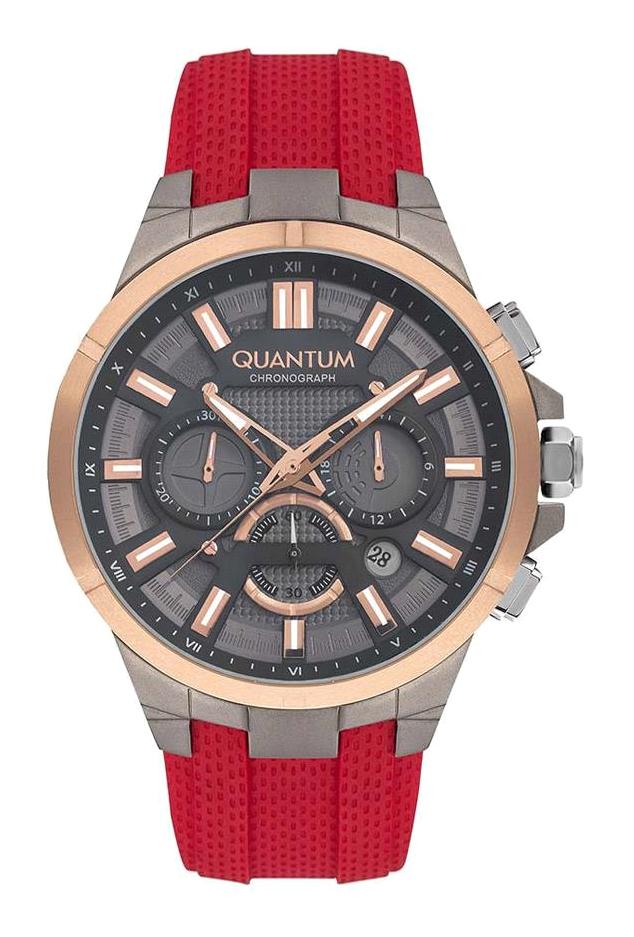 Quantum TTG1003.068 45 mm Kırmızı Silikon Kordon Analog Erkek Kol Saati